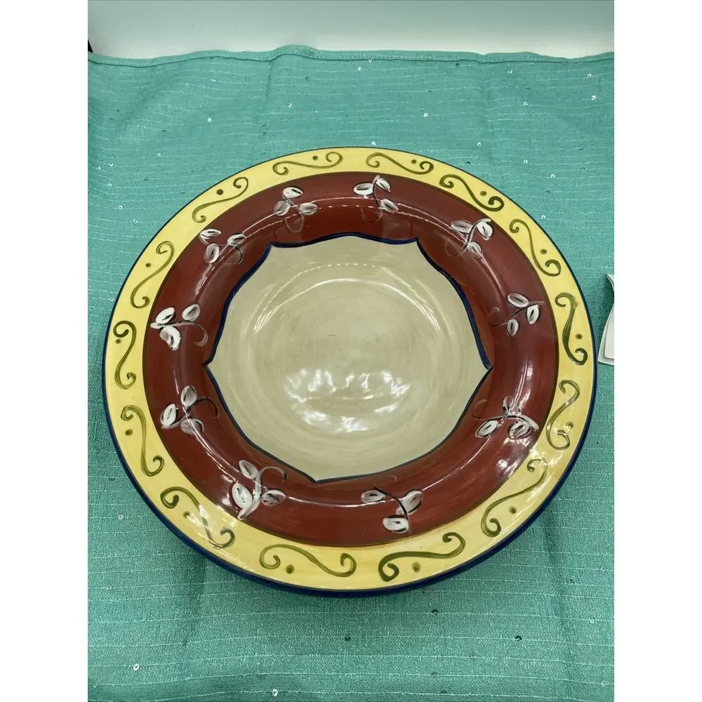 Serving Bowl Pier 1 Vallarta 10 1/2 Inch Red Gold Dinnerware